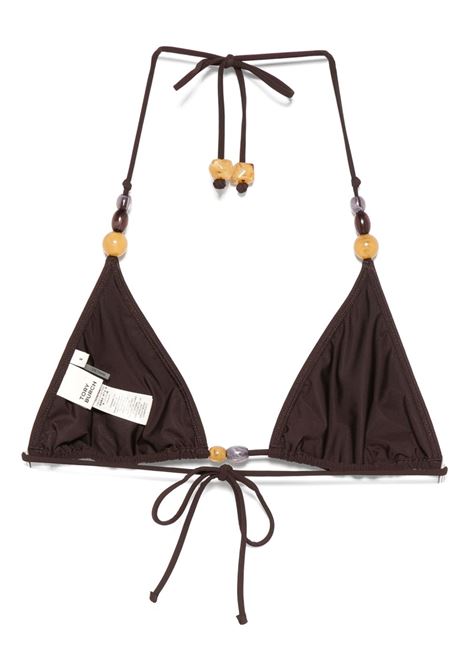 Brown bead-embellished bikini top Tory burch - women TORY BURCH | 159184211